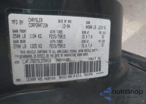 1995 Jeep Cherokee Country from USA, damaged, VIN 1J4FJ78S7SL576010